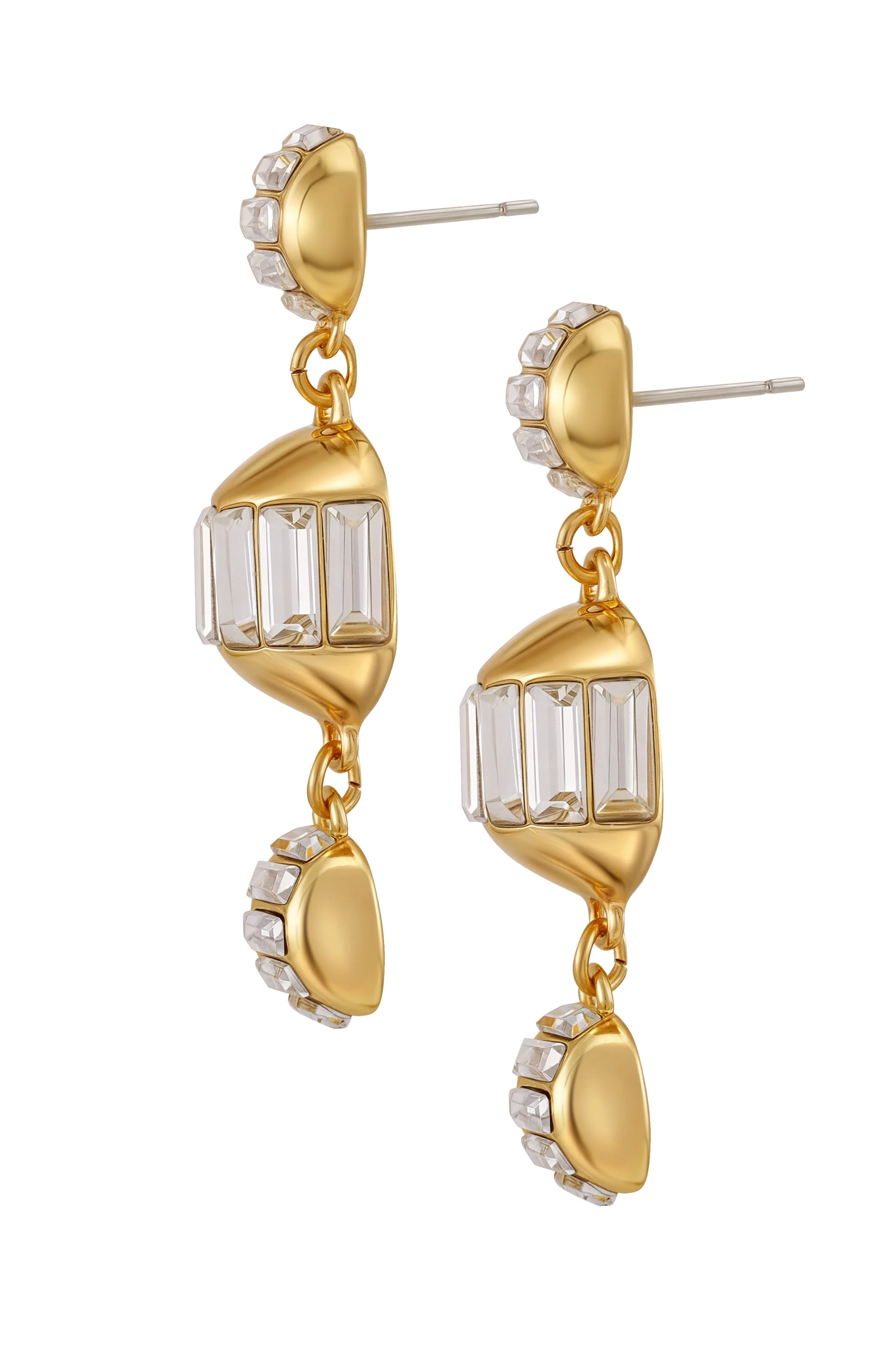 Goldtone Crystal Sphere Drop Earrings - Image 2