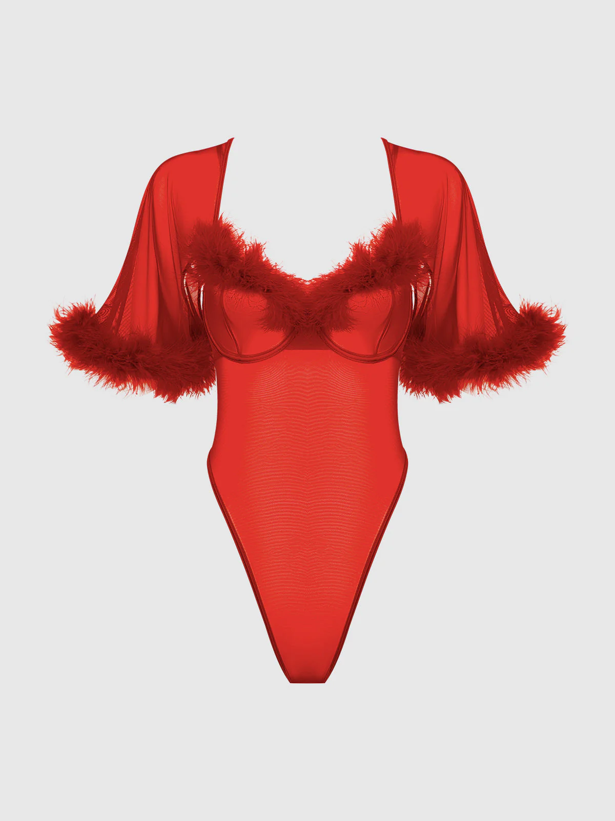 Scarlett Bell Sleeved Marabou Bodysuit - Image 7